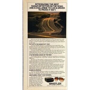 Whistler Spectrum Speed Radar Detectors "Best on the Road" Vintage Print Ad 1982